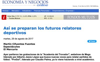Así se preparan los futuros relatores deportivos, El Mercurio, agosto 2017